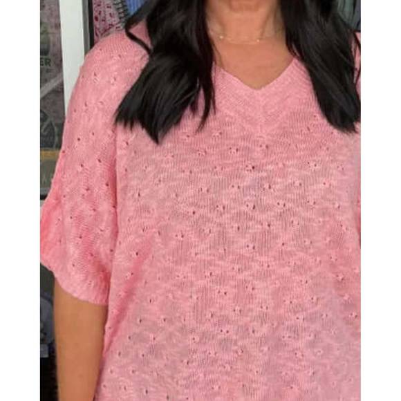 NEW BIBI textured lightweight sweater top in coral pink - Picture 1 of 2